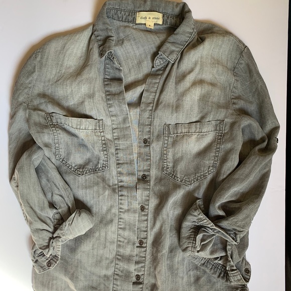 Gray Tencel Button Up - Picture 1 of 2